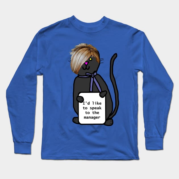 Cat with Karen Hair Wants to Speak to the Manager Long Sleeve T-Shirt by ellenhenryart
